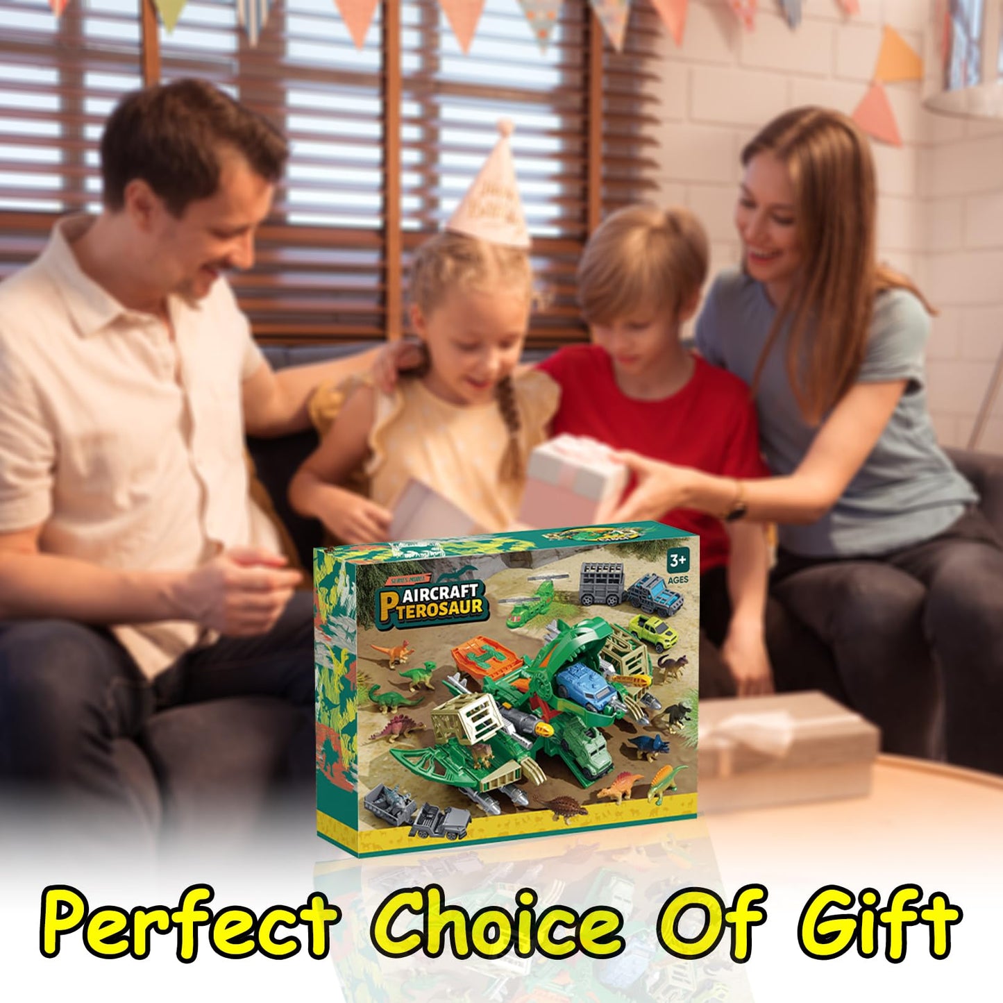Frontoytall Jumbo Dinosaur Toys for Kids 3-5, 12 Mini Dinosaurs & 6 Truck Carrier Cars, Birthday Gifts Toys for 3 4 5+ Year Old Boy, Create a Dino World, Educational Figures, Dinosaur Play Set