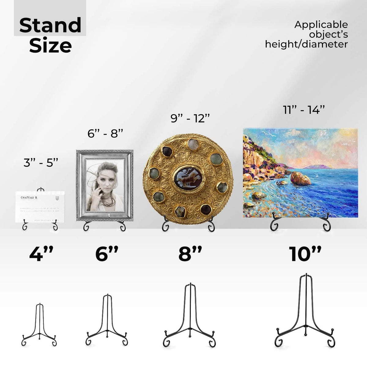 TR-LIFE Plate Stands for Display - 10 Inch Plate Holder Display Stand + Metal Easel Stand for Picture Frame, Decorative Plates, Book, Photo, Collectibles (2 Pack)