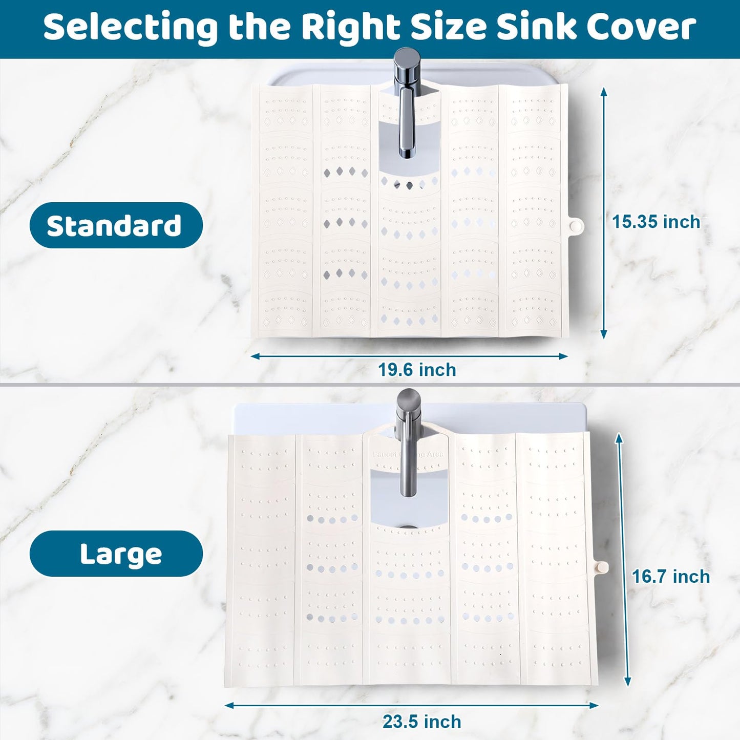 Johamoo Bathroom Sink Cover for Counter Space, Foldable Silicone Sink Mat Makeup Organizer Mat Space Saver, Women’s Gifts for Christmas RV Camper Travel Must Haves Accessories - Large, Pearl