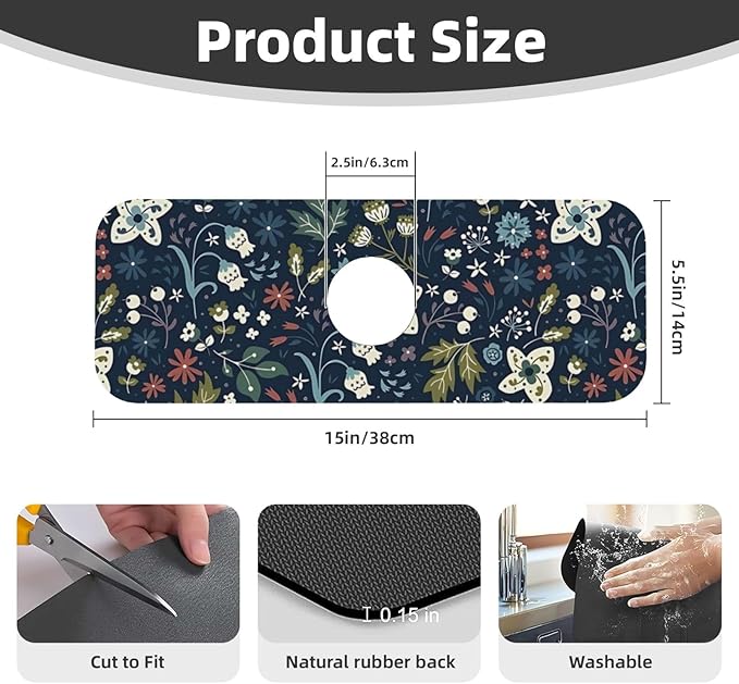 2Pcs Dish Drying Mats Faucet Mats Sets Large Size Coffee Mats Sink Faucet Mat