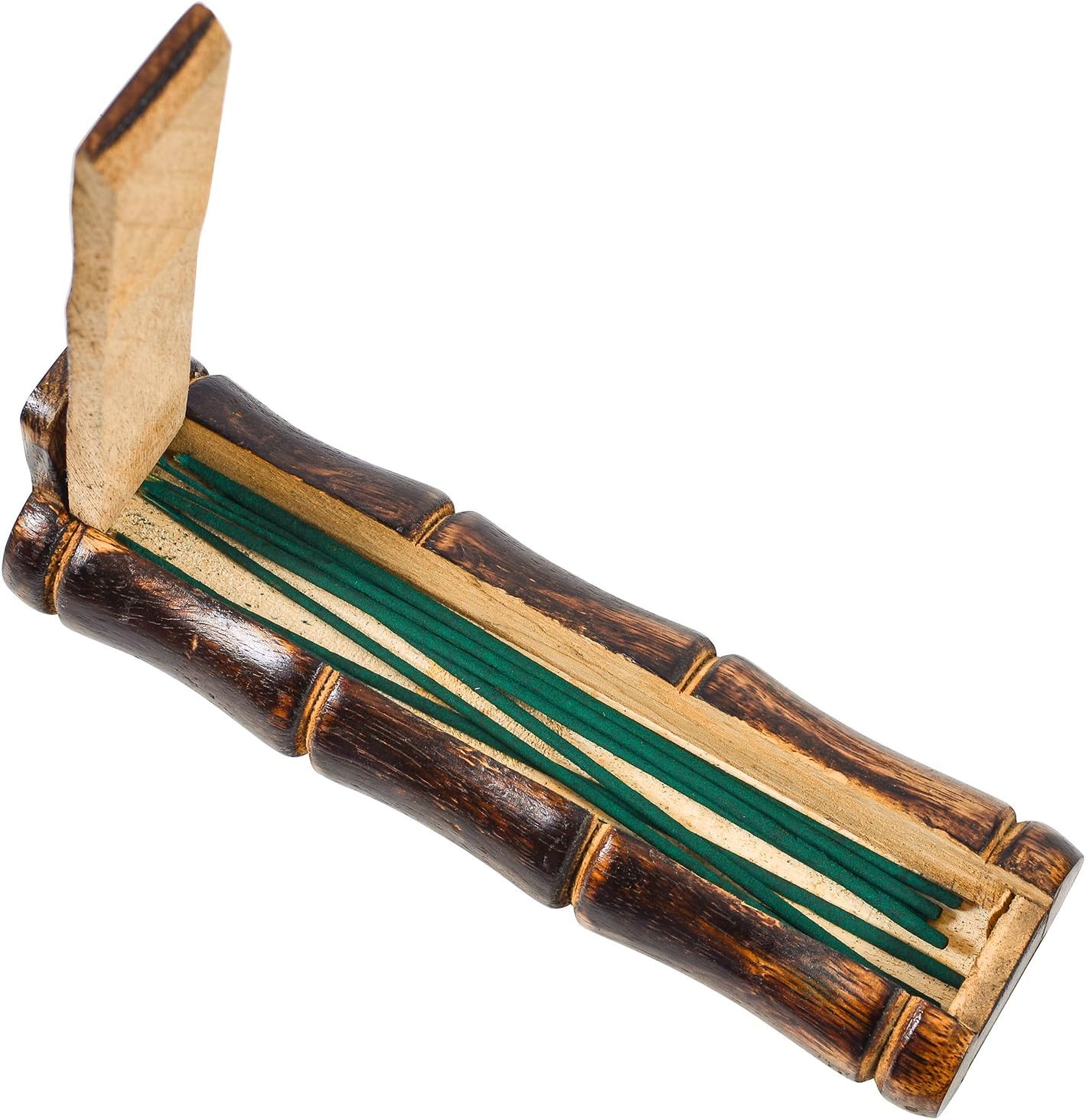 Incense Holder Burner Handmade Stick Incense Burner with Storage Compartment, Ash Catcher for Meditation, Yoga, Catches All Ashes, Bamboo Style Gift Home Decor Incense Stick Holders Burners