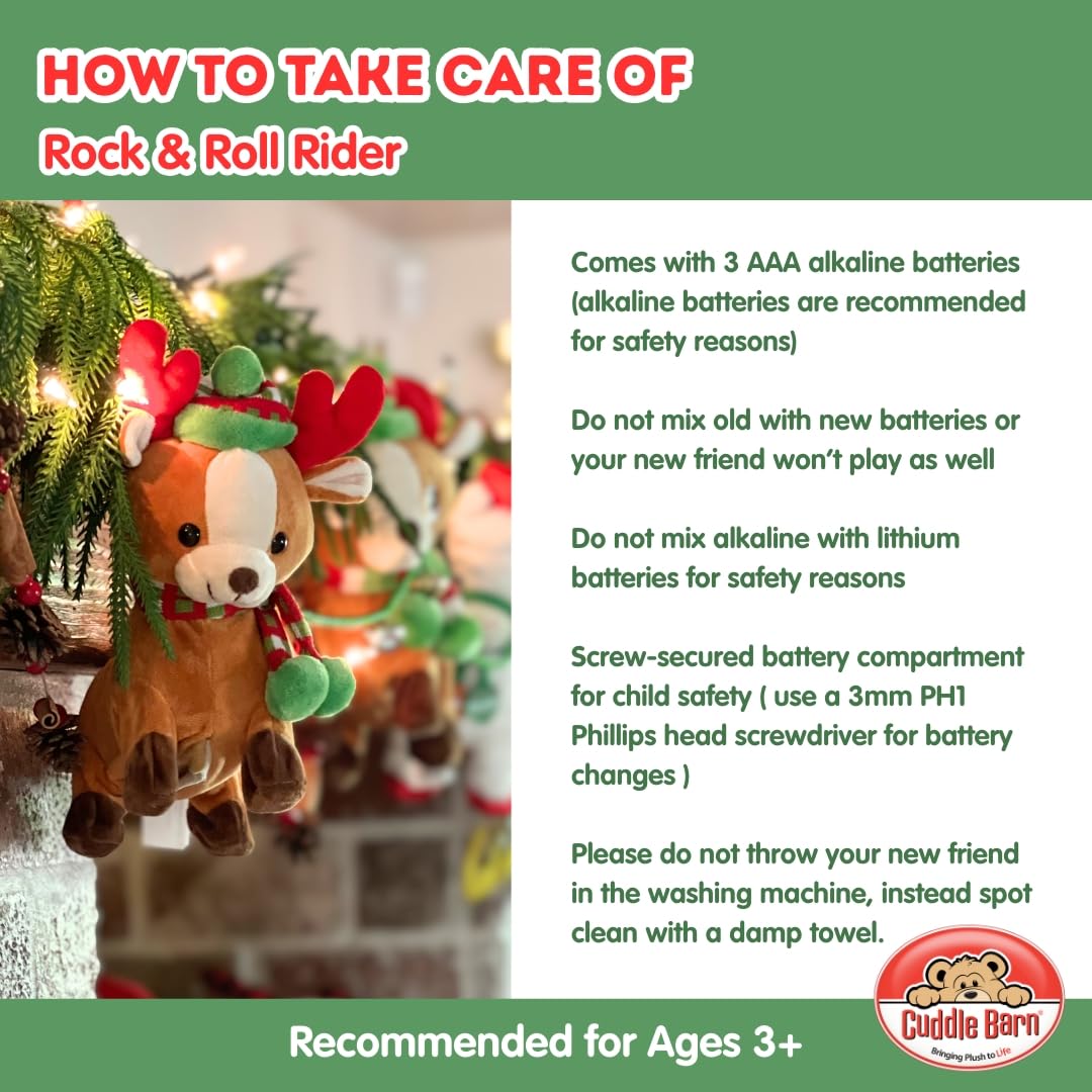 Cuddle Barn - Rock & Roll Rider | Animated Walking Dancing Singing Christmas Holiday Reindeer Sings Sleigh Ride, 10 Inches