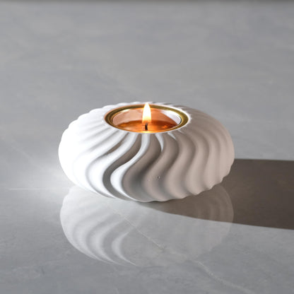 ICNBUYS Twizzle Twist Tealight Holder, Decorative Tealight Holder for Table Display, Unique Home Décor Aesthetic, Housewarming Gift, Spiral Sculpture Tealight Candle Stand Height 1.6 inches Cement