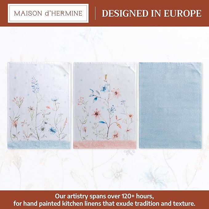 Maison d' Hermine Kitchen Towels Set of 3 100% Cotton 20" x 27.5" Reusable