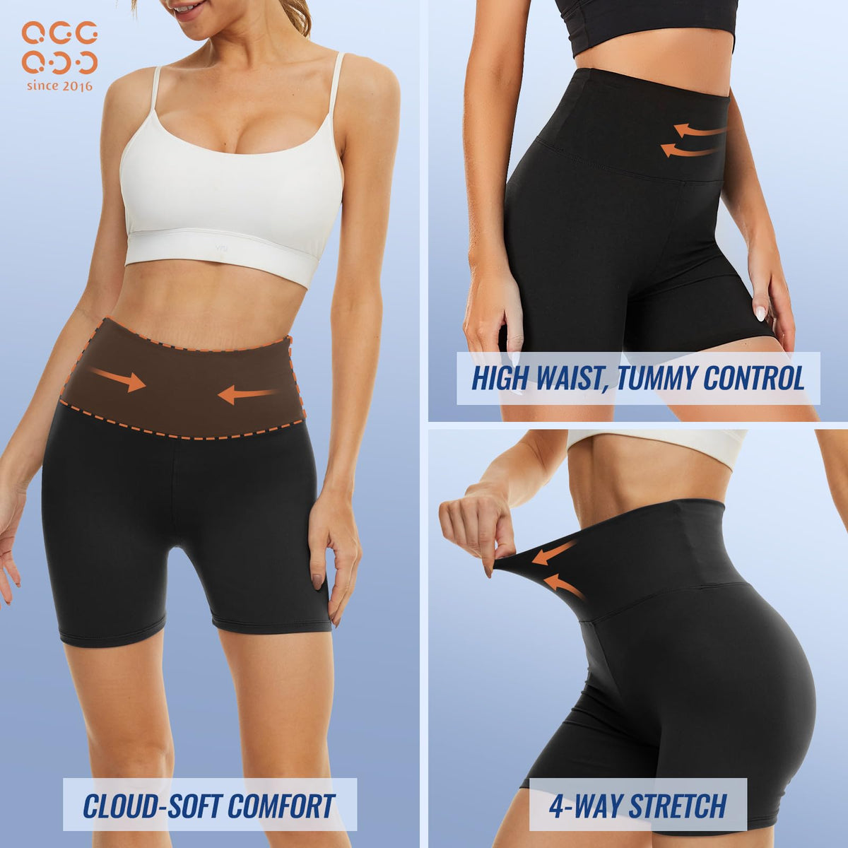 QGGQDD 3 Pack High Waisted Biker Shorts for Women – 3"/ 5"/ 8" Black Workout Yoga Compression Tummy Control Shorts for Running Clothing