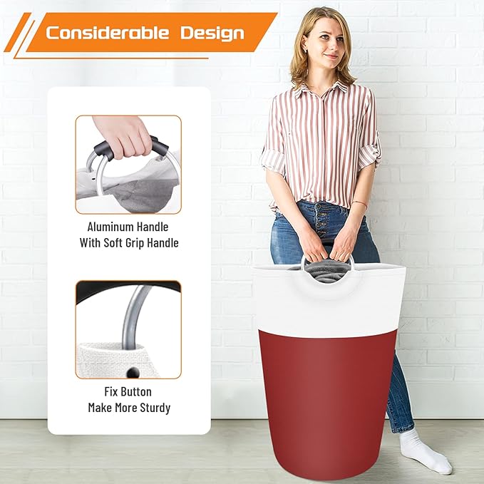BlissTotes 115L Laundry Basket, Freestanding Laundry Hamper, Collapsible Dirty