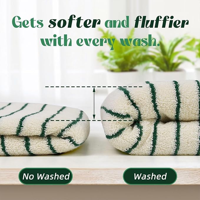 Jacquotha Green Striped Hand Towels