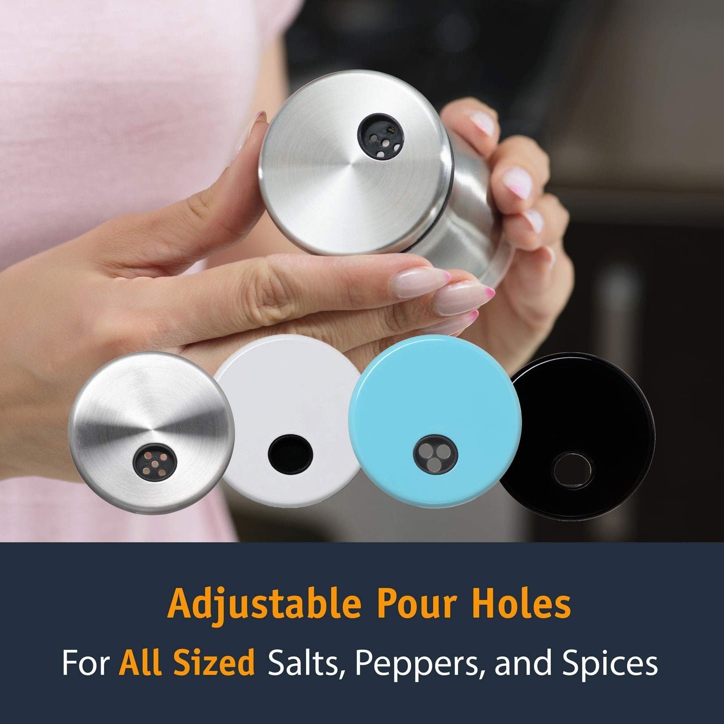Salt and Pepper Shakers Set with Adjustable Pour Holes by CHEFVANTAGE - Red