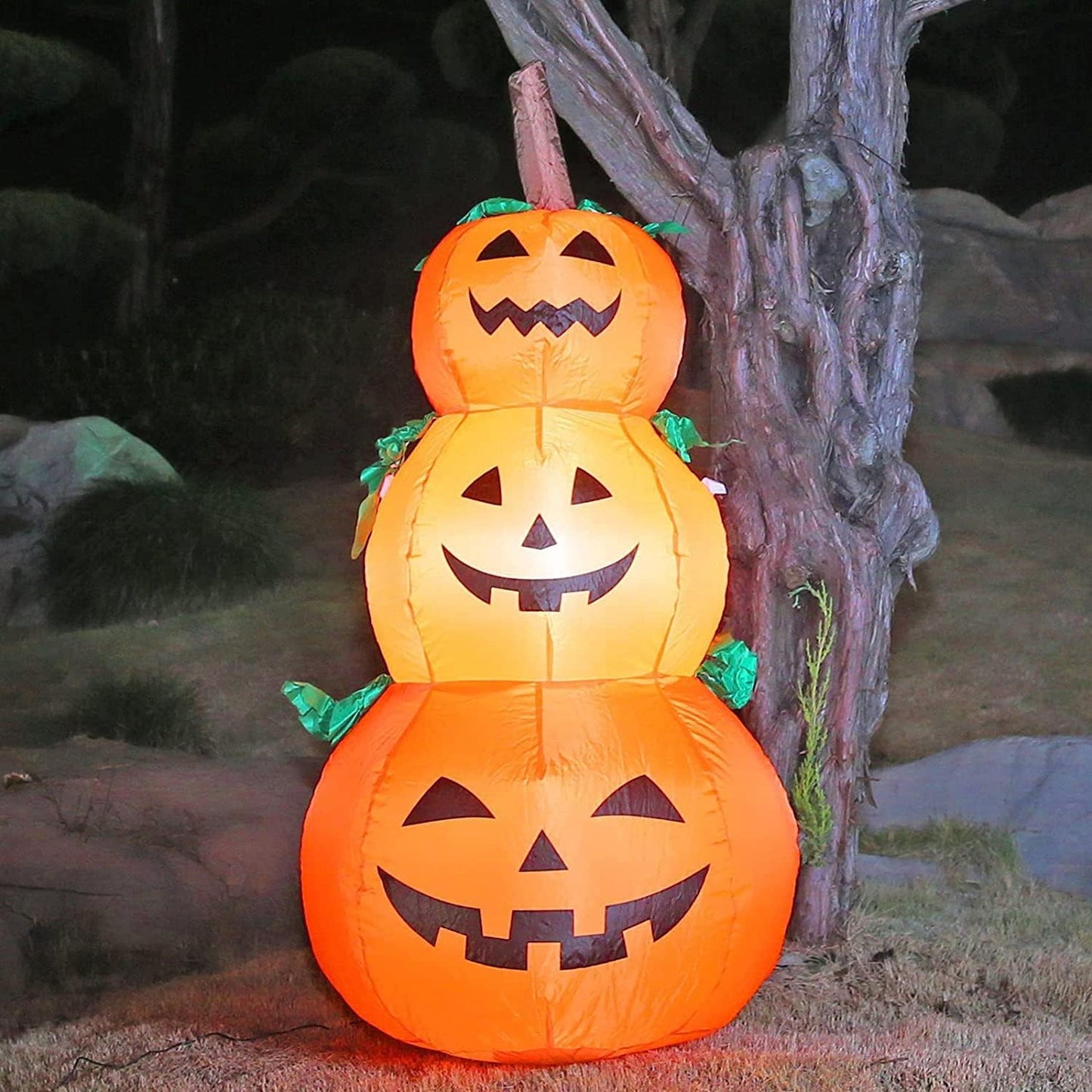 DearSun 4FT Halloween Inflatable Pumpkins Decor Blow up Pumpkin Stacked Halloween Decorations Outer Decoration Large Party Yard Decoration (Pumpkin 3)