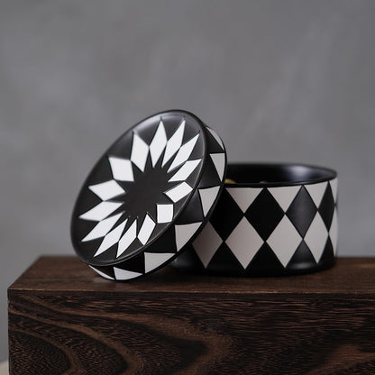 Cmrweio Decorative Storage Box with Lid, Black and white checkerboard Jewelry Box, Modern Round Decorative Box for Dresser, Coffee Table, Entryway Ideal for Jewelry, Trinkets And Small Accessories