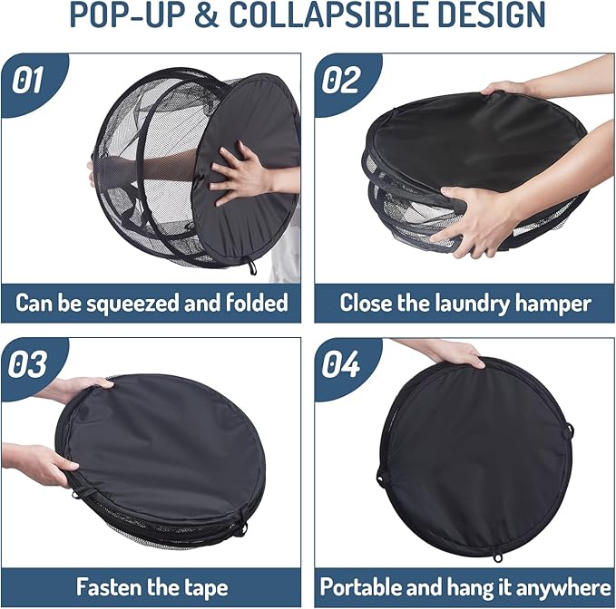 Seiritex 2Pcs Mesh Popup Laundry Hamper 115L Extra Large Collapsible Laundry