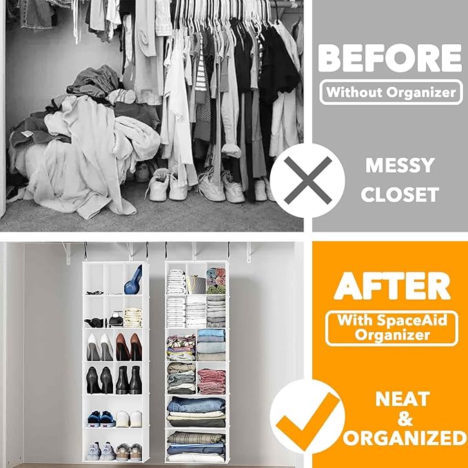 SpaceAid 2 Pack Hanging Closet Organizer and Storage