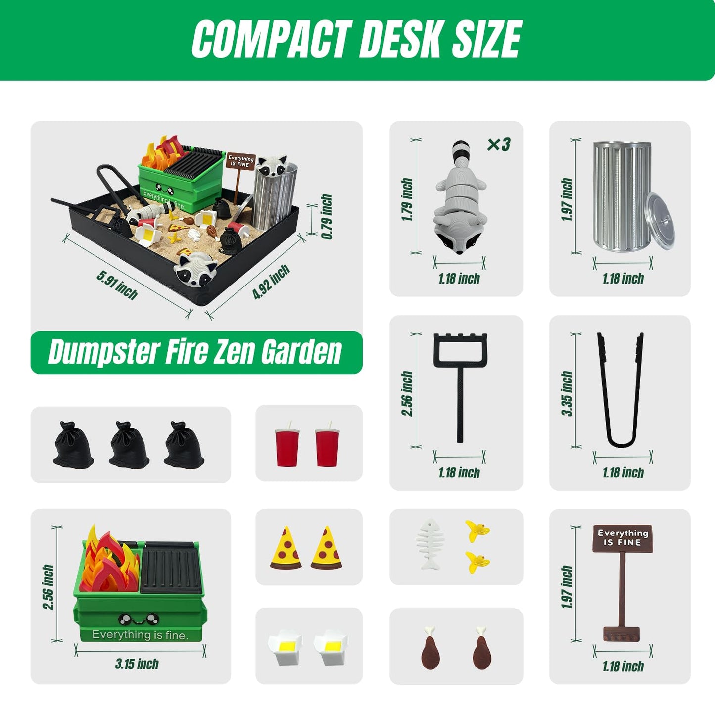 Estairkas Dumpster Fire Zen Garden for Desk Decor, Funny Desk Accessories Zen Garden Kit, Office Mini Garbage Fire Coworker Gifts for Birthday, Friends, Stress Relief Sandbox