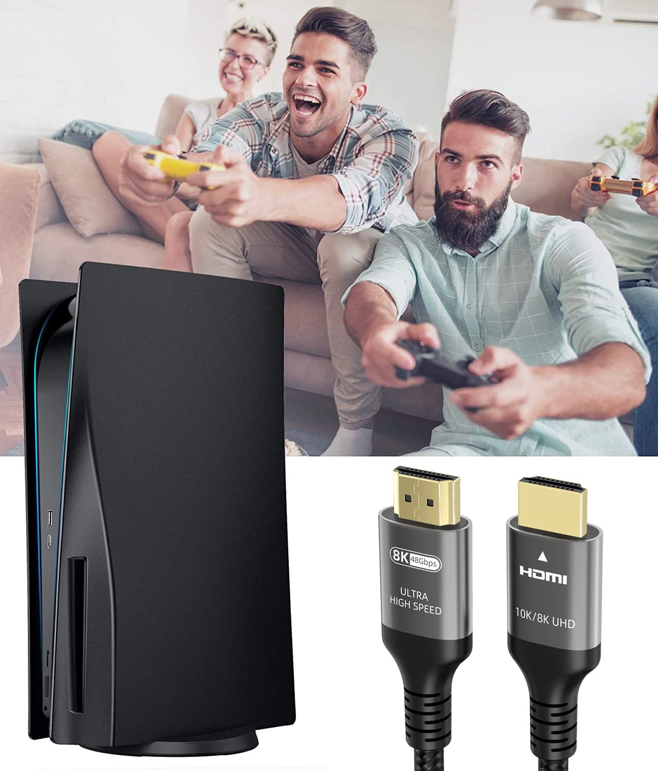 Ubluker 10K 8K 4K HDMI Cable 48Gbps 2M, Certified Ultra High Speed HDMI® Cable 4K 240Hz 144Hz 8K 60Hz 0.01ms HDR10+ ARC eARC HDCP2.3 N-etflix R-oku TV PC Monitor Projector PS5 4 X-box
