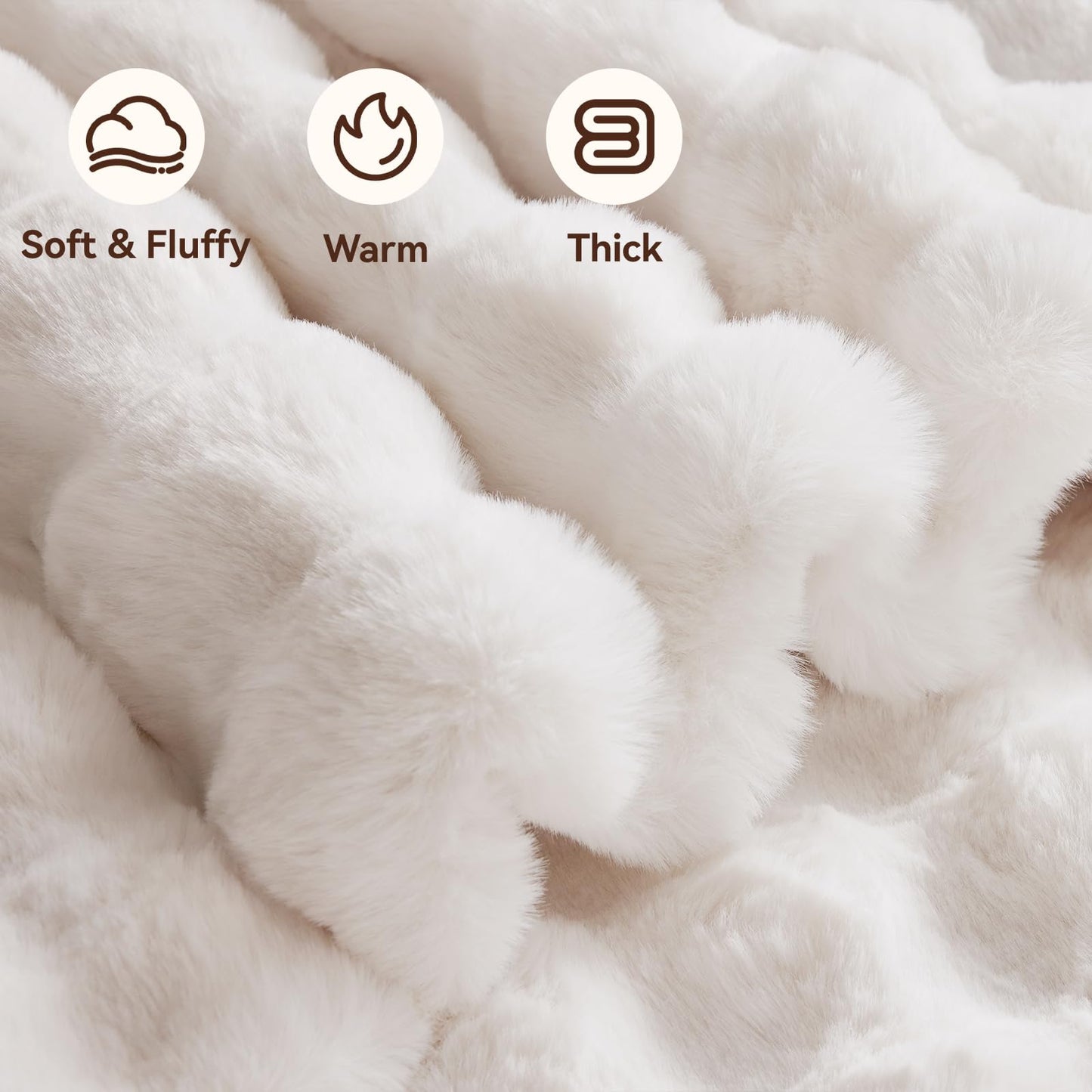 Anysay Faux Fur Throw Blanket, 1000GSM Fluffy Soft Bubble Blanket for Couch Bed, Cozy Plush Warm and Thick Blanket 40''*60'' White