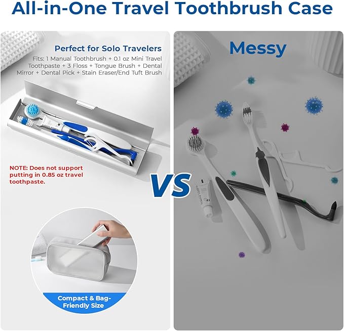 2 Pack Wider Aluminum Toothbrush Travel Case, Portable Travel Toothbrush Holder