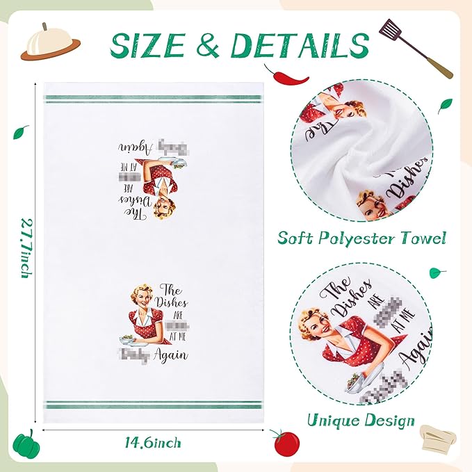 R HORSE 5Pcs Kitchen Dish Towel Funny Joked Themed Kitchen Dishcloth Absorbent