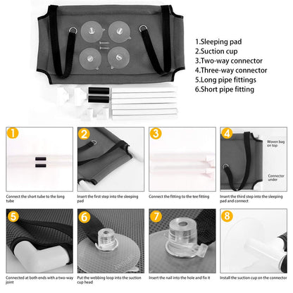 Afufu Cat Hammocks Window, Cat Window Seat, Sunny Seat Perches 4 Big Suction Cups Holds Up 10kg, Space Saving and Safety Mounted Bed (Black)