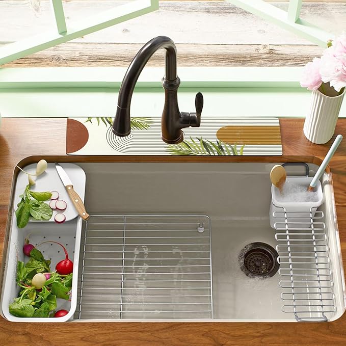 19.5" x 12" Dish Drying Mat & 24" x 5.5" Sink Splash Guard, Super Absorbent