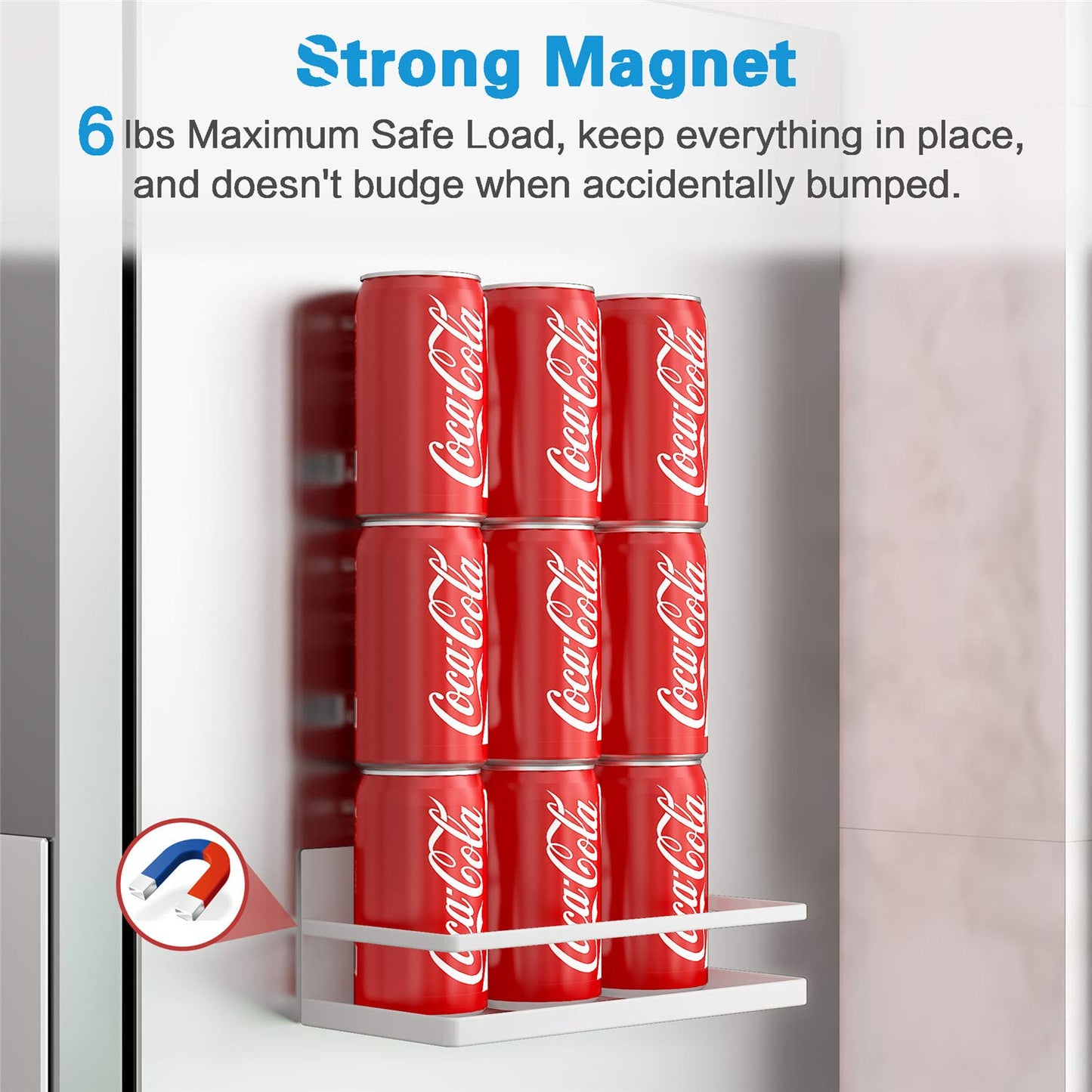 Magnetic Spice Rack, Thipoten Strong Magnetic Shelf with 2 Removable Hooks, Perfect Space Saver for Small Kitchen/ Apartment, Awesome Metal Cabinet for Holding Spices, Jars, Salt (White, 2Pack)