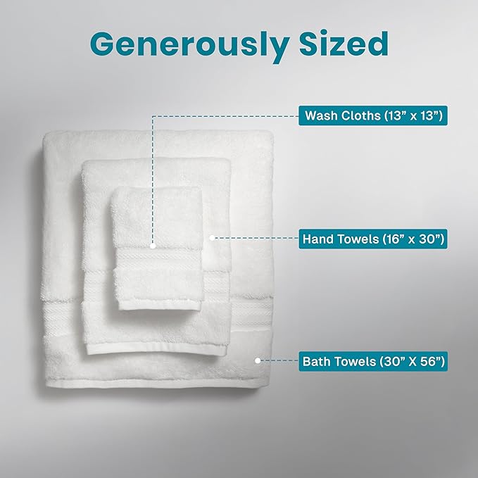 100% Organic Cotton Bath Towel Set | Bathroom Luxury Towel Set of 6 | GOTS