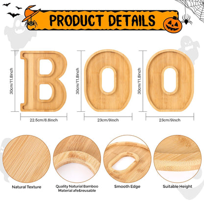 Christmas Boo Charcuterie Letters Bamboo Wood Charcuterie Christmas Board Letter Serving Tray Cheese Board Halloween Serving Tray Plates for Xmas Holiday Candy Cookie Home Party