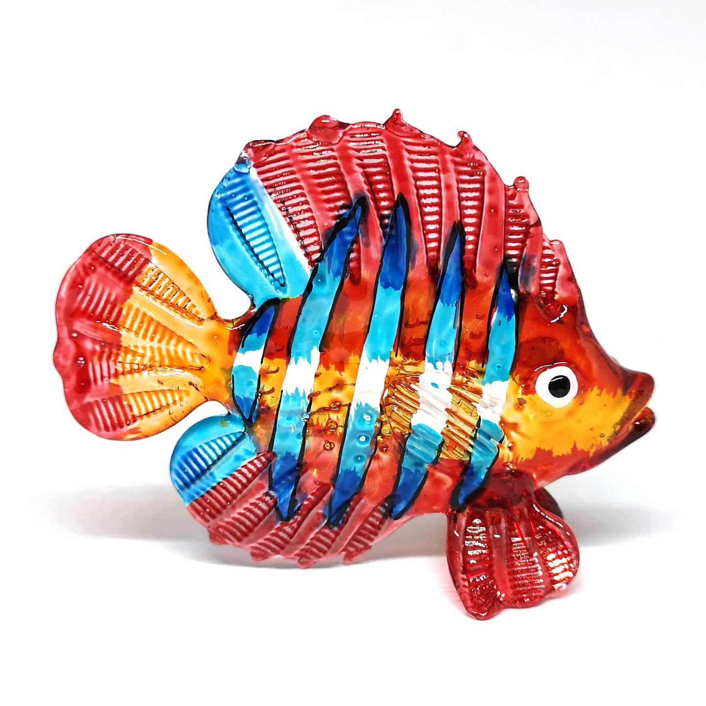 ZOOCRAFT Hand Blown Glass Fish Figurine Red Collectibles Aquarium Handicraft Miniature Sculpture