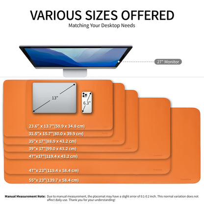 PROMATTOO Oversized Non-Slip Desk Pad Protector with Premium Gift Box – Vegan Leather Waterproof Laptop Mat for Keyboard & Mouse, Grips Desk Firmly – Large Office Pad – Sunset Orange