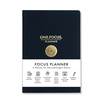 Daily Focus Planner: 90-Day Undated Goal Journal, Vision Mapping, Mindfulness, Monthly, Weekly, Daily Goal Setting, Gratitude, Habit Tracking, Gift for Professionals, Neurodivergent Adults, Productivity, A5, Black