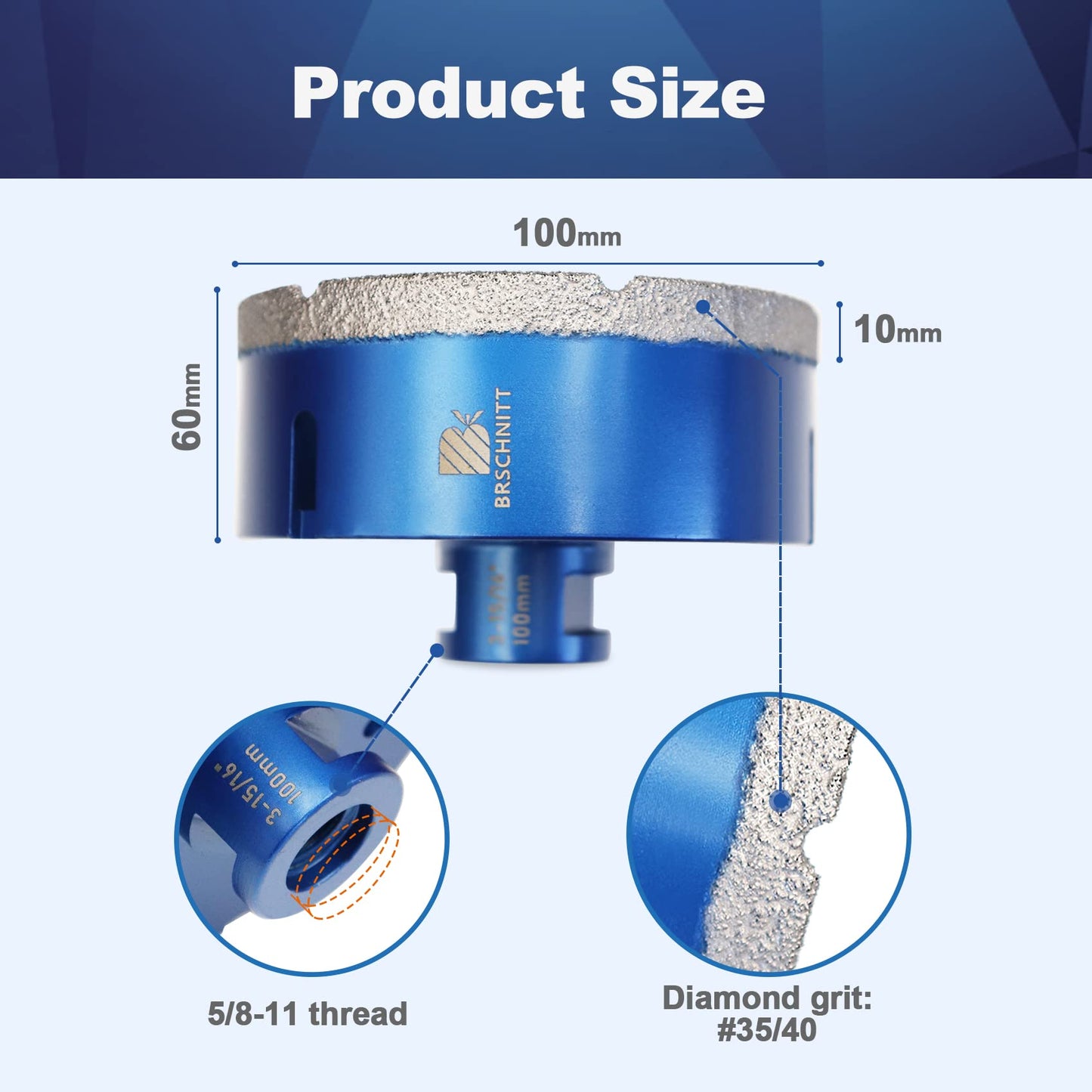 4 Inch Diamond Core Drill Bit for Porcelain Tile Ceramic Marble Granite Diamond Core Drill Bit Set for Porcelain Tile Ceramic Marble Granite