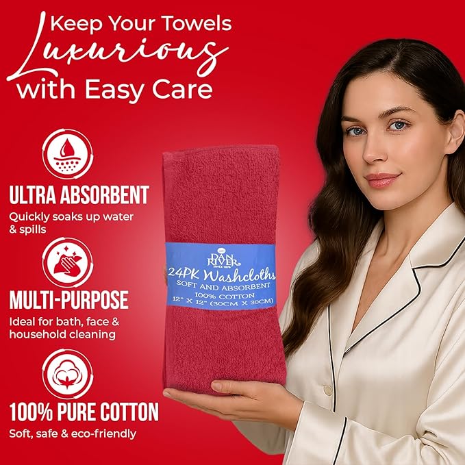 DAN RIVER 24 Pack Wash Cloths for Showering