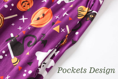 Vopmocld Girls Pajama Sets - 3pcs Button Down Short Sleeve Long Pants With Shorts Sleepwear Cute Patterns Nighty For Teens, Halloween, 12