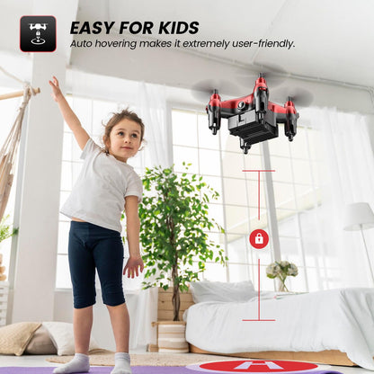 Holyton HT02 Mini Drone for Kids Beginners, Easy Pocket RC Quadcopter with Altitude Hold, 3D Flips, 3 Speed Modes, 3 Batteries, Headless Mode, Protection Guards and Emergency Stop, Gift for Boys Girls
