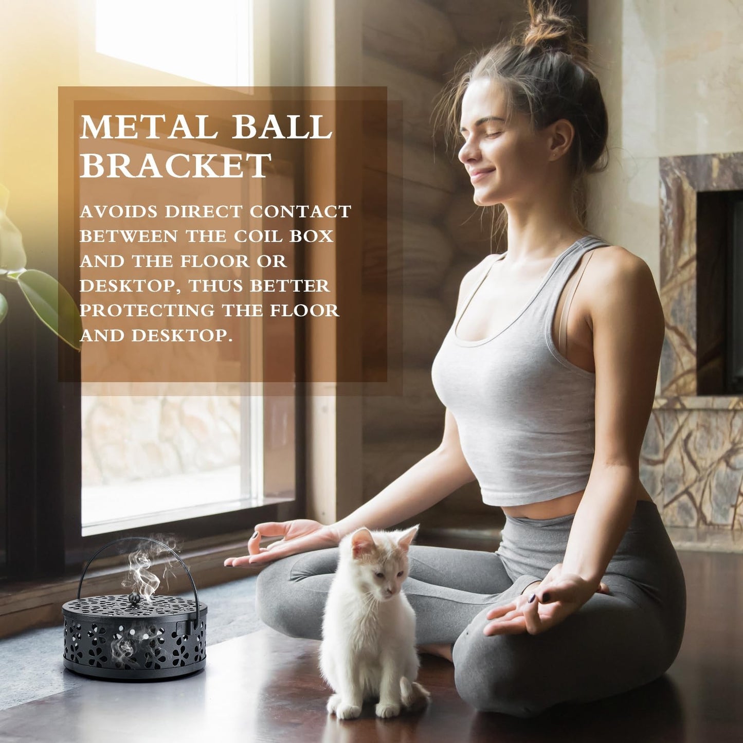 Lallisa 4 Pieces Mosquito Coil Holder Incense Coil Holder Retro Portable Metal Hanging Incense Burner with Handle Round for Home Camping Indoor Outdoor Patio(Black)