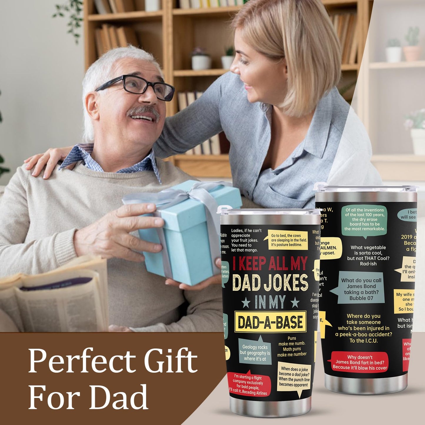 Ulrhpc Christmas Gifts for Dad Men：Dad Joke 20oz Tumbler Birthday Gifts for Dad Men Adults Grandpa Husband Stepfather Present Decorations on Fathers Day Christmas Thankgiving