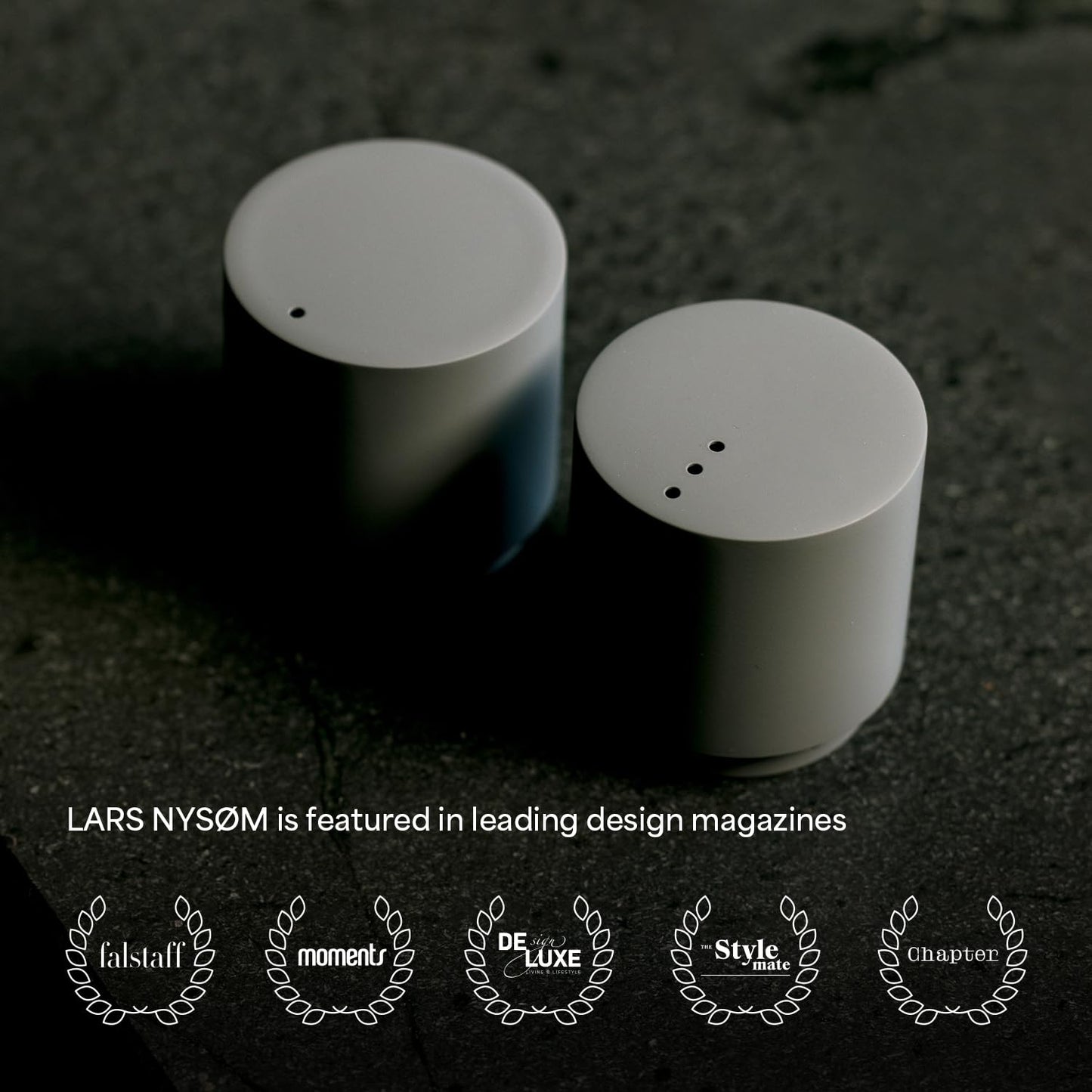 LARS NYSØM Mini Salt and Pepper Shakers Set | Stainless Steel Salt and Pepper Shakers with Modern Minimalist Design, Easy Refill, Small Size (Sage Green)