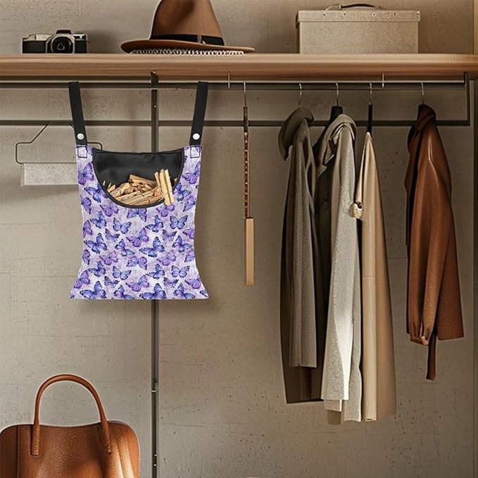2 Pcs Butterfly Purple Clothespin Bag