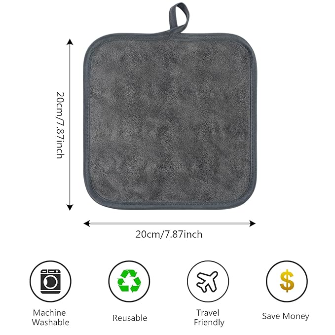 SINLAND Microfiber Facial Cloths Fast Drying Washcloth 8inch x 8inch Absorbent