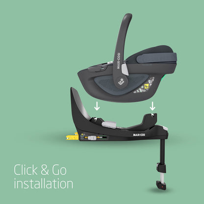 Maxi-Cosi FamilyFix 360 i-Size Base, Rotating Car Seat System, 360 Swivel ISOFIX Base, 0-4 Years (40-105 cm), One-Hand FlexiSpin Rotation, TravelSafe Rotation Control, Click & Go, Black