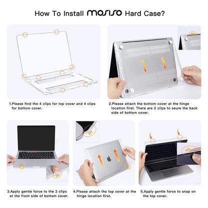 MOSISO Compatible with MacBook Pro 13 inch Case M2 M1 2025 2024-2016 A2338 A2289 A2251 A2159 A1989 A1706 A1708, Plastic Hard Shell Cover &Keyboard Skin&Screen Film&Pouch, Crystal Clear