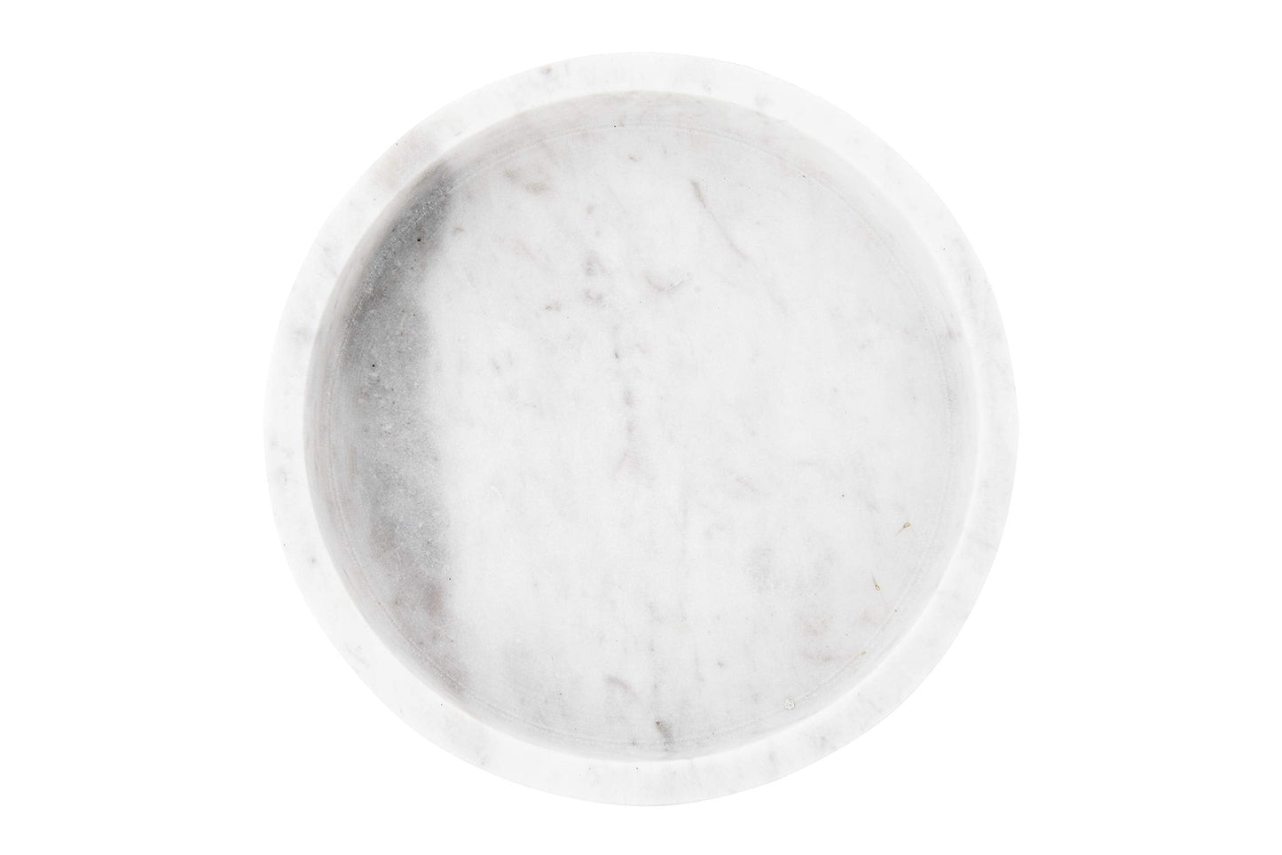 Creative Co-Op Minimalist Round Carved Marble Tray or Charcuterie Board, White