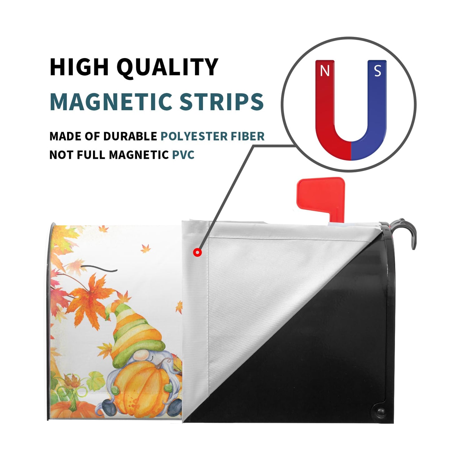 Fall Harvest Mailbox Cover Magnetic Large Size 25.5"x21" Autumn Thanksgiving Pumpkin Maple Leaves Mailbox Wraps Fall Gnome Post Letter Box Cover for Home Garden Yard Outdoor Decoration