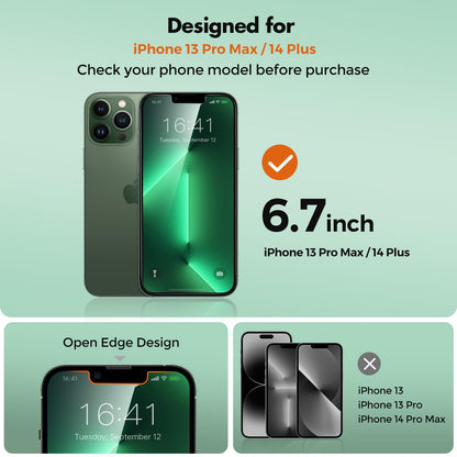 UNBREAKcable 2-Pack Screen Protector for iPhone 16e/13/13 Pro/14, Double Shatterproof Tempered Glass [Easy Installation] [9H Hardness] [99.99% HD] [Case Friendly] for Apple 13 Pro/13/14/16e 6.1 inch