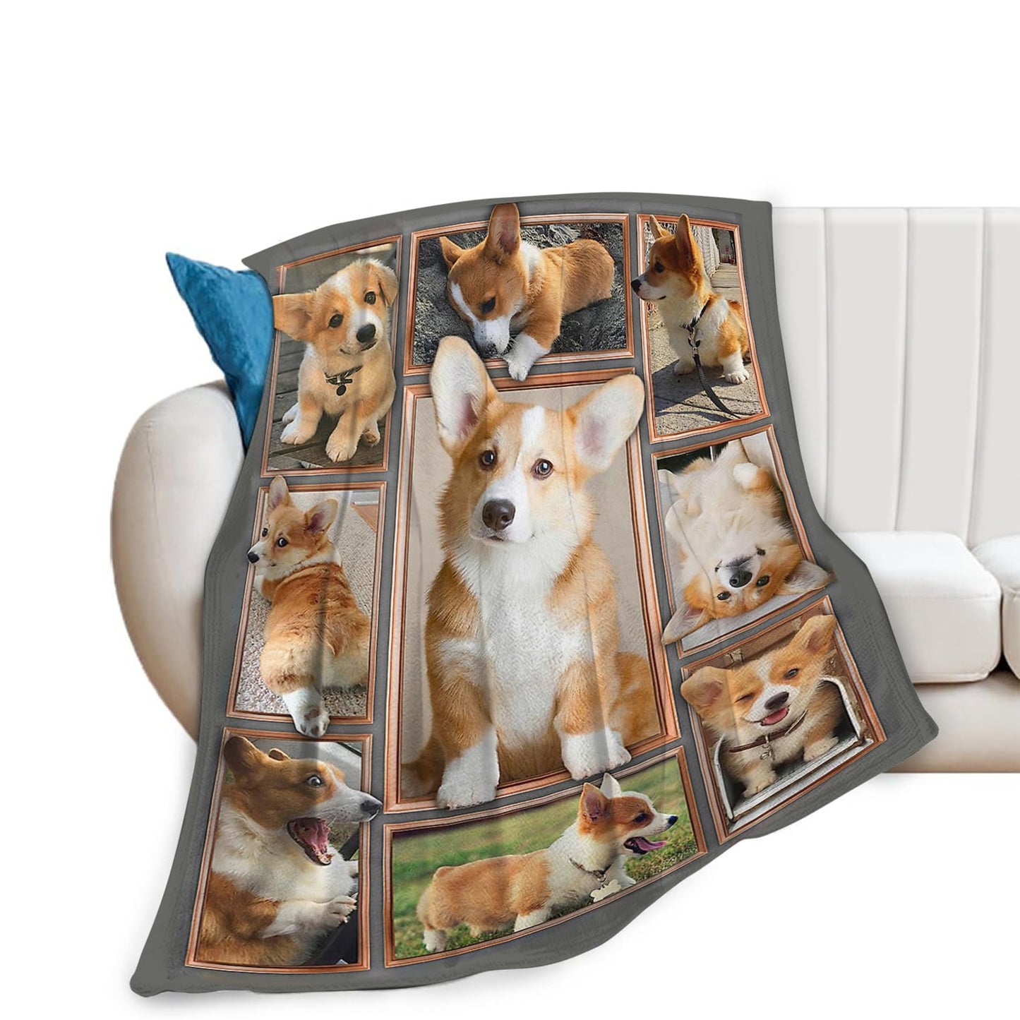 Tijuboni Corgi Throw Blanket Dog Gifts for Girls Boys Women Men Kids Adults Soft Flannel Fleece Blanket for Couch Sofa Bed Home Decor 40"x50"
