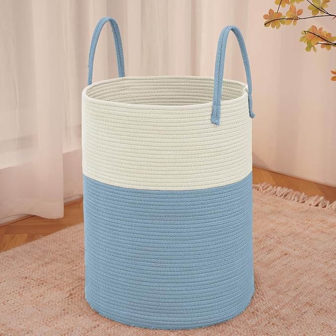 Large Woven Laundry Basket Hamper, 100L Cotton Rope Storage Bin