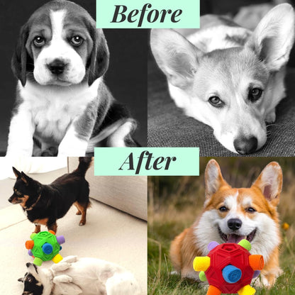 CIIVURR Snuffle Ball for Dog Toys Unbreakable Upgrade Ball Interactive Toy Foraging Snuffle Mat Puppy Treat Dispenser Slow Feeder Dog Puzzle Toys for Small, Medium, Large Pets (Red Rainbow)