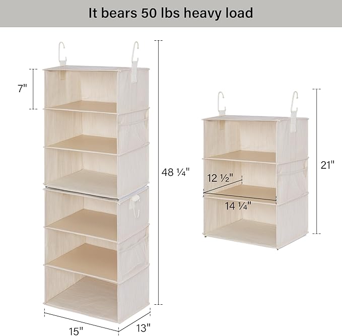 StorageWorks 6-Shelf Jumbo Closet Organizers, Two 3-Shelf Separable Hanging