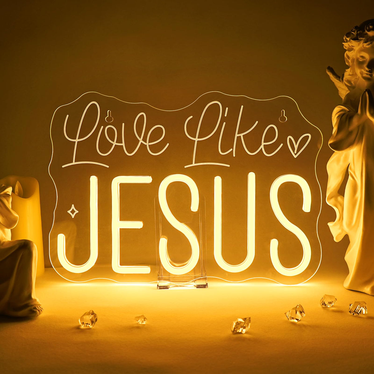 Horseneon Love Like JESUS Neon Sign - Scripture LED Wall Decor for Churches, Home Altars & Christian Gifts, USB-Powered Adjustable Brightness, Faith-Based Lighting