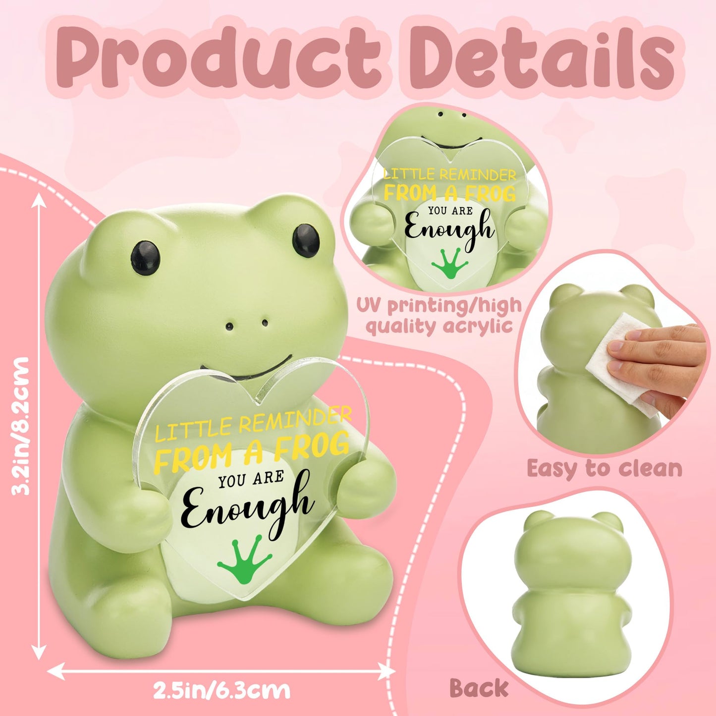 FTONENI Frog Figurine Encouragement Gift for Coworker Teacher Nurse Friend, You are Enough Positive Desk Decor, Appreciation Thank You Graduation Birthday Gift - FDF792
