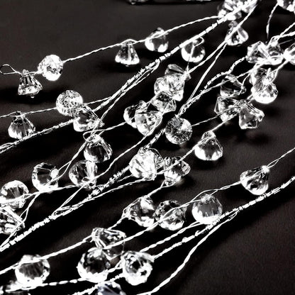 Cheerland Crystal Garland Strands Clear Ice Wire Winter Wonderland Party Decorations Christmas Diamond Crystal Garland Hanging Christmas Tree Decoration Living Room Bedroom Mantel Wreath Decor